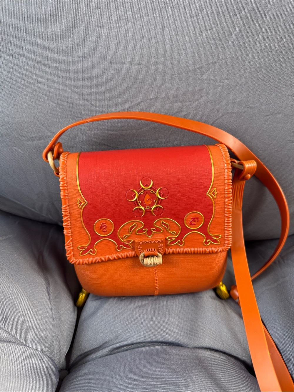 Disney Orange and Red Embellished Rubber Crossbody Bag